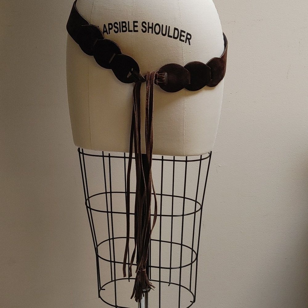 Vintage Tasseled Suede Belt Brown